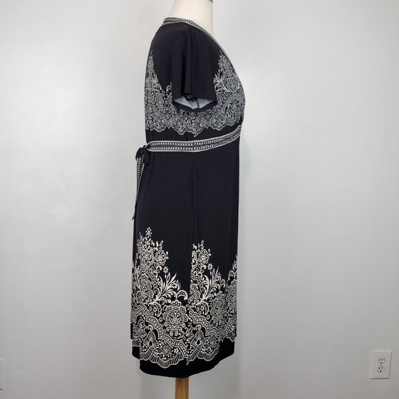 Motherhood maternity Black Off White Short Sleeve Tie Back Maternity Dress XL - Picture 5 of 10